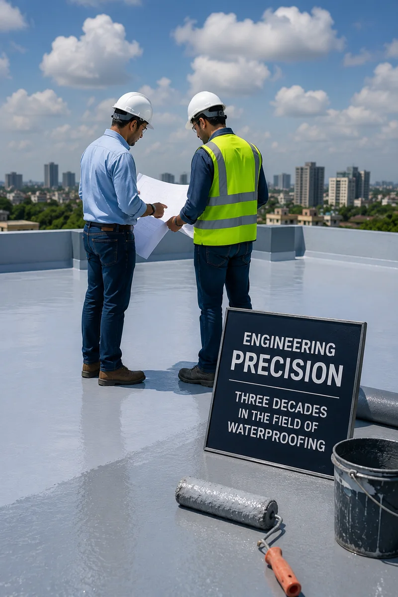 Vastu Sankalp civil engineers assessing a waterproofing site