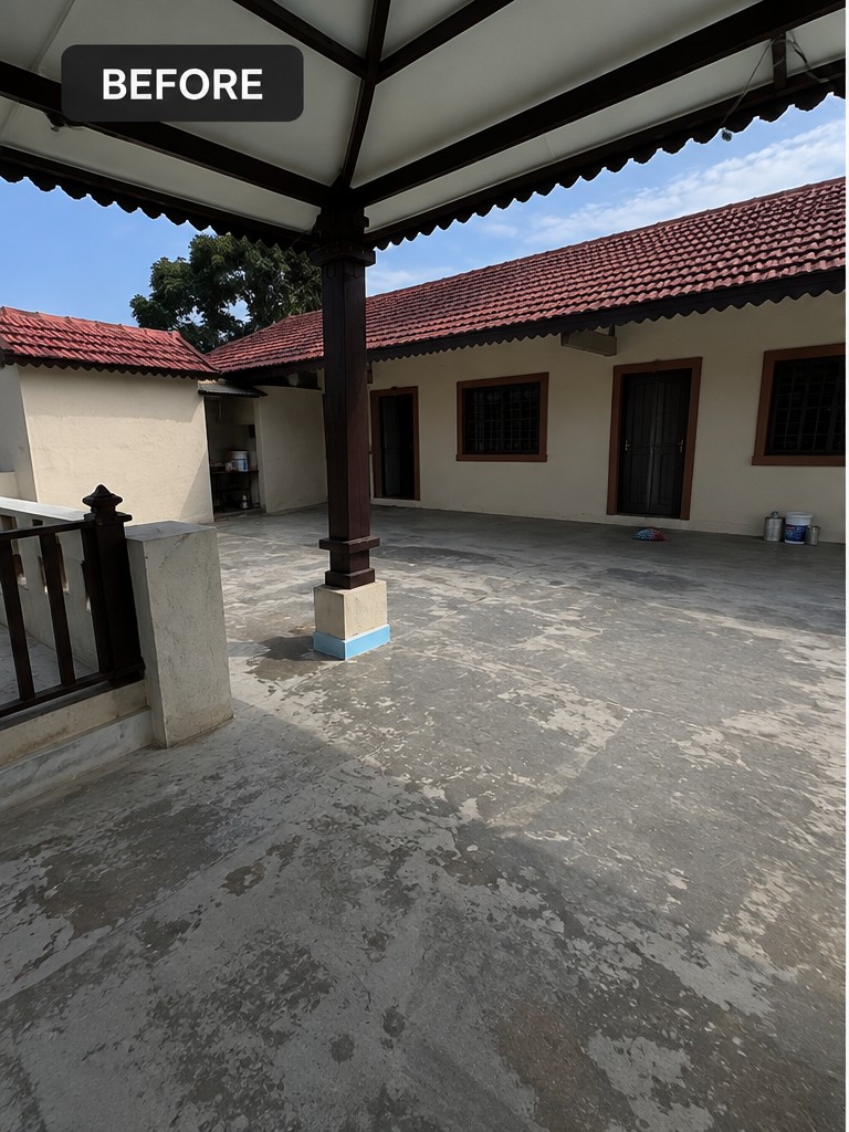 Condominium roof before membrane replacement, showing ponding water